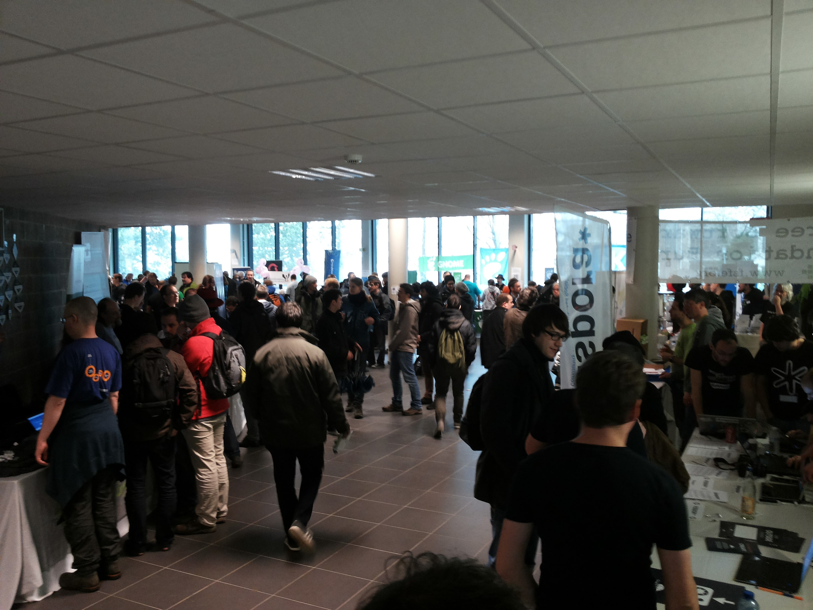 FOSDEM conference goers in Brussels, Belgium