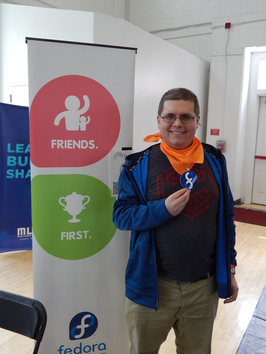 Bitcamp 2016: Mike DePaulo (mikedep333) at the Fedora Bitcamp 2016 table