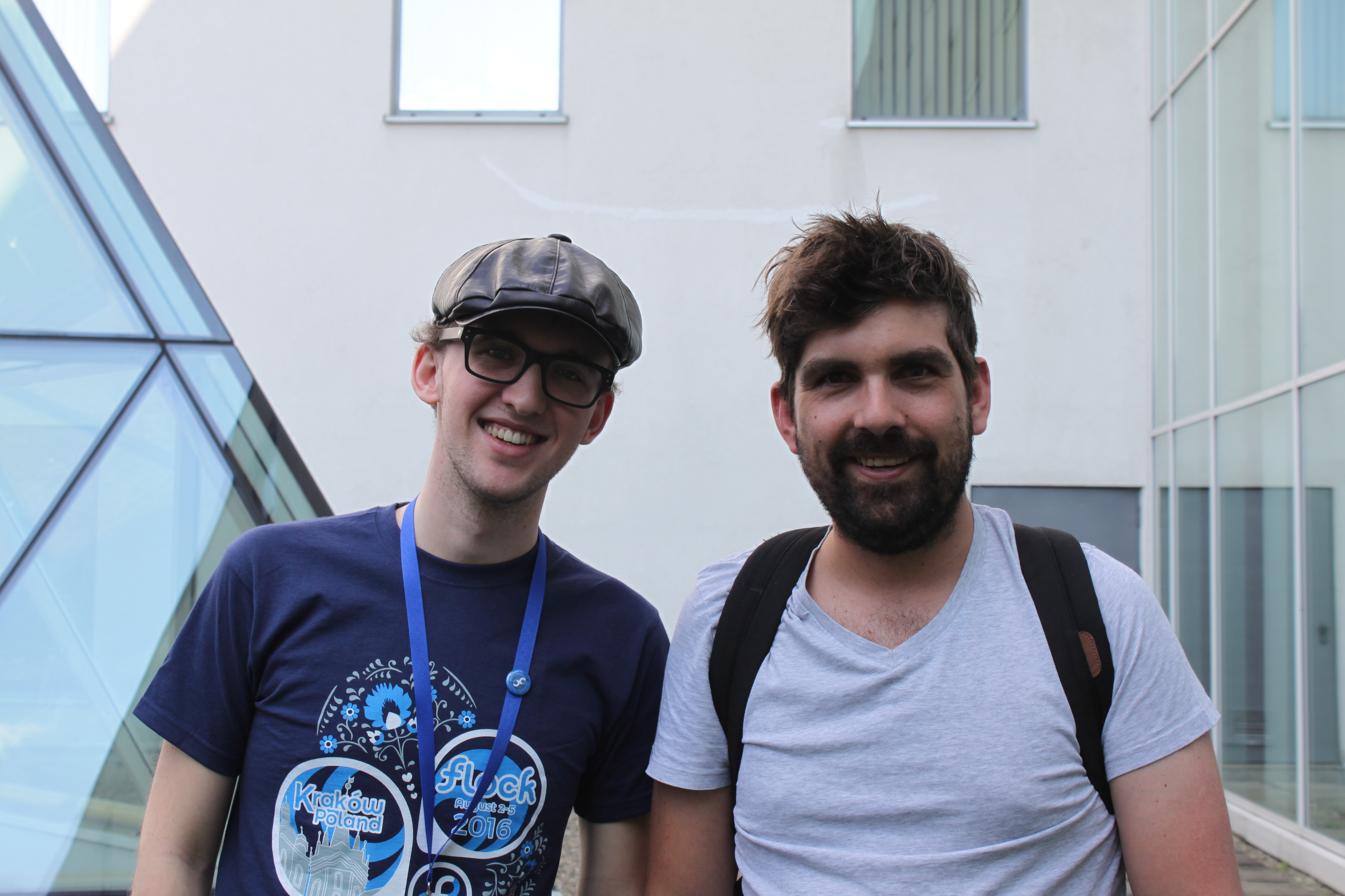 Picture from Flock 2016 with Justin Wheeler and Ryan Lerch for Fedora Magazine