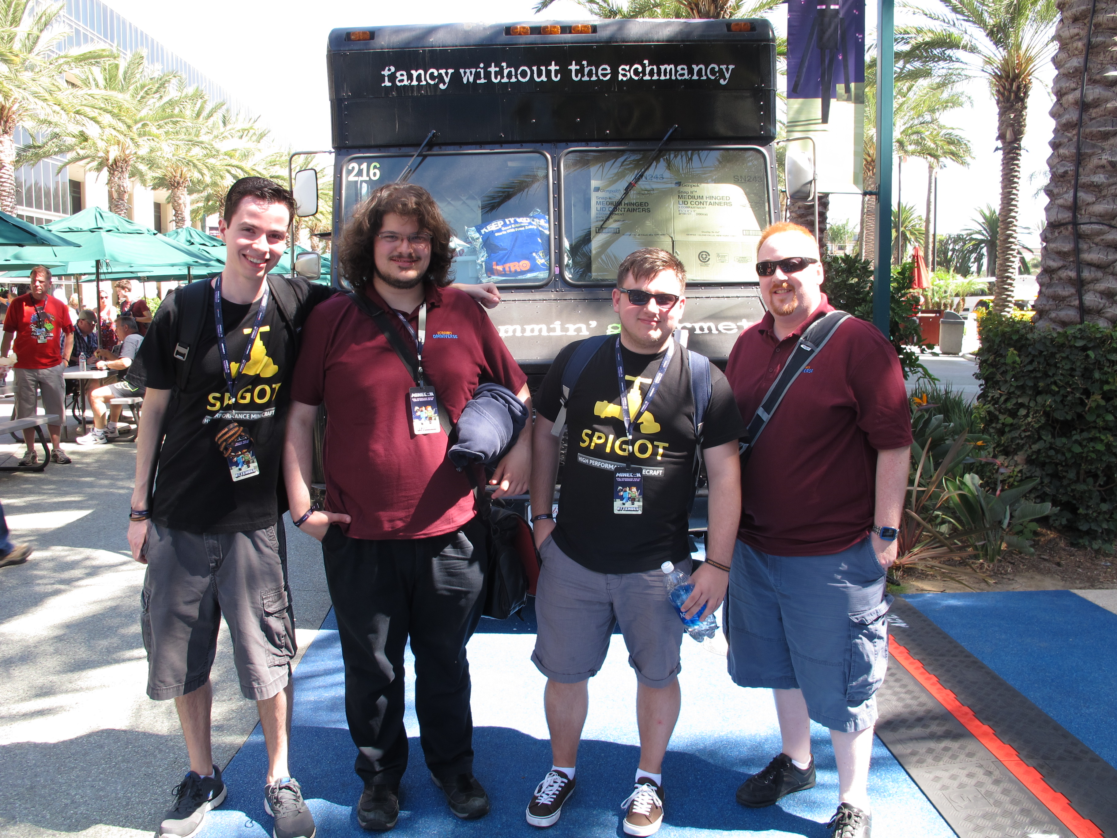 SpigotMC team gathers on Saturday before going into the convention center for MINECON 2016 in Anaheim, California