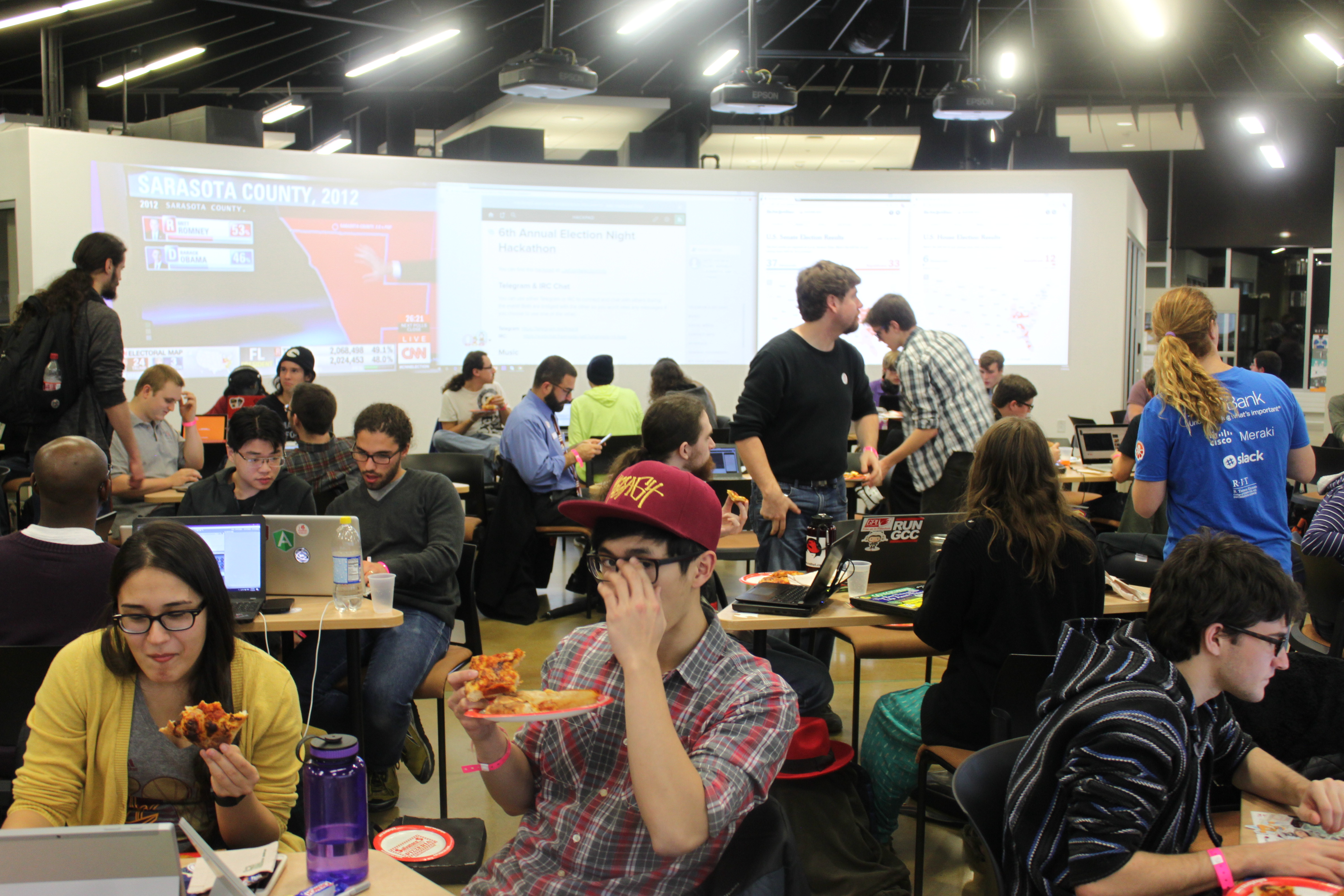 The Election Night Hackathon was a full house after the kick-off ceremony during the Election Night Hackathon by FOSS at RIT