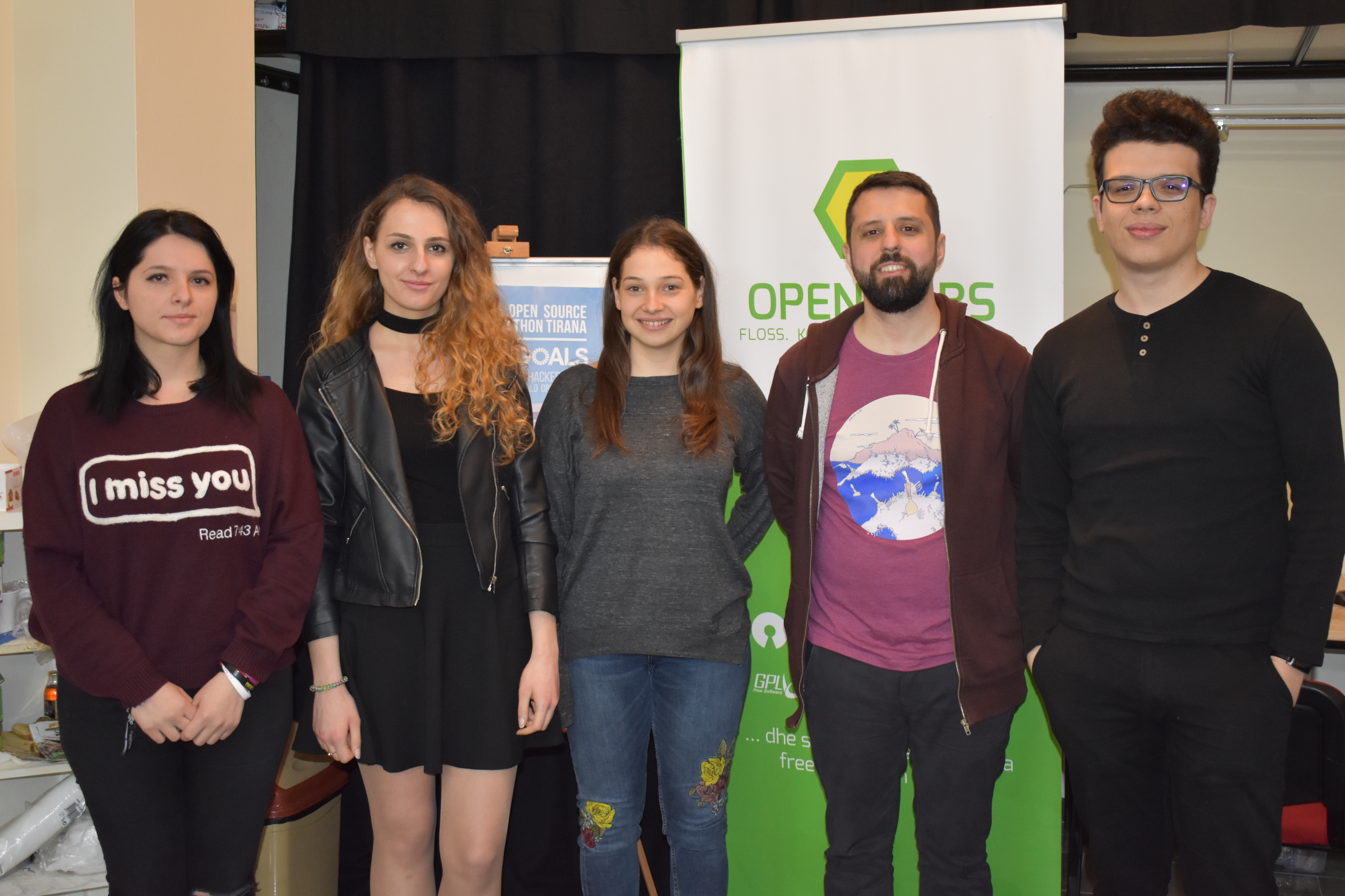 Open Labs board members. Pictured left to right: Jona Azizaj, Anisa Kuci, Kristi Progri, Redon Skikuli, Elio Qoshi