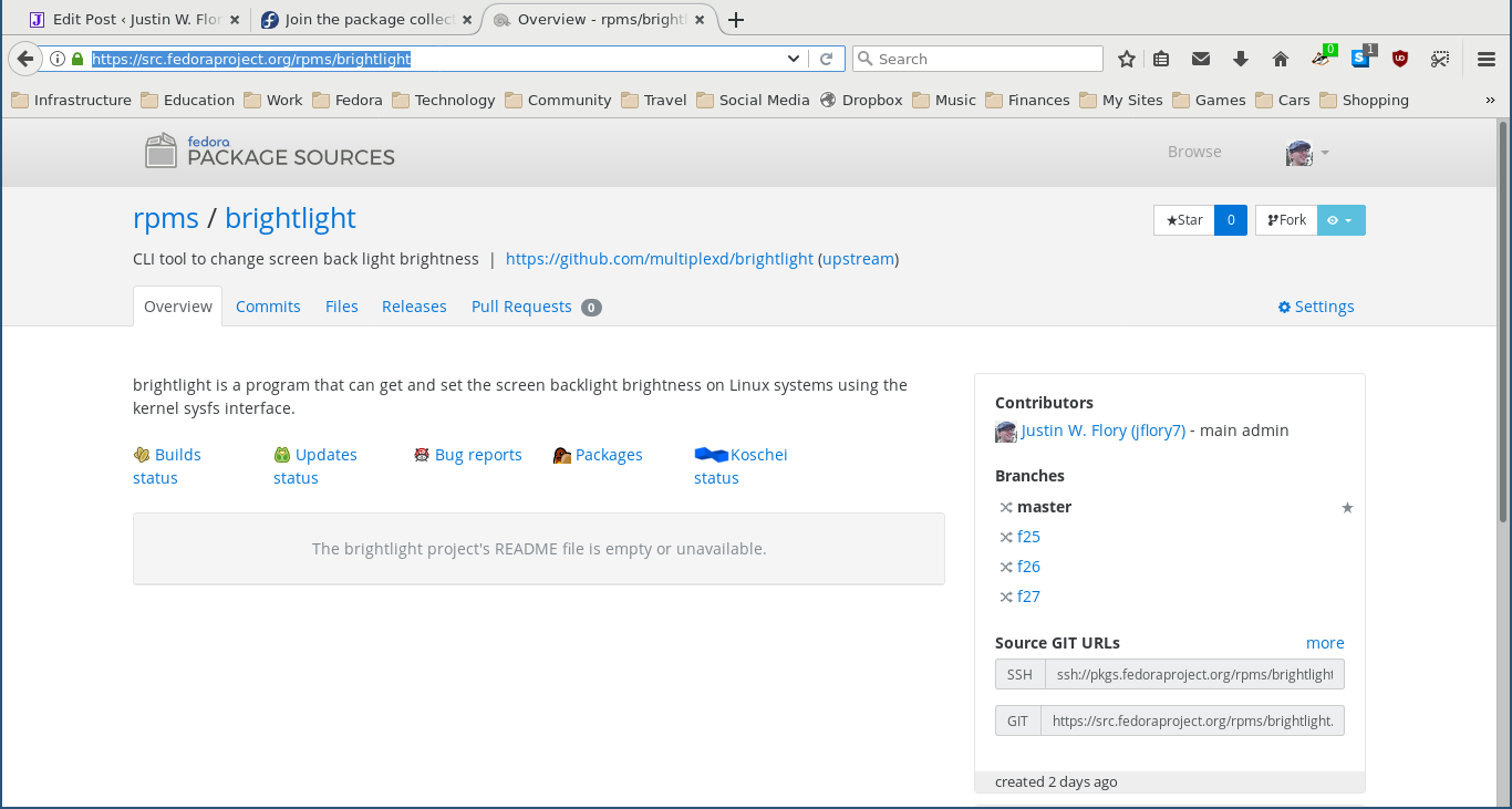 My first RPM in Fedora dist-git – woohoo!
