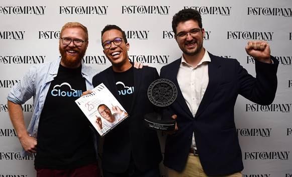 UNICEF Innovation Fund graduate company Cloudline is pictured accepting an award from Fast Company South Africa for Most Innovative Company of the year.